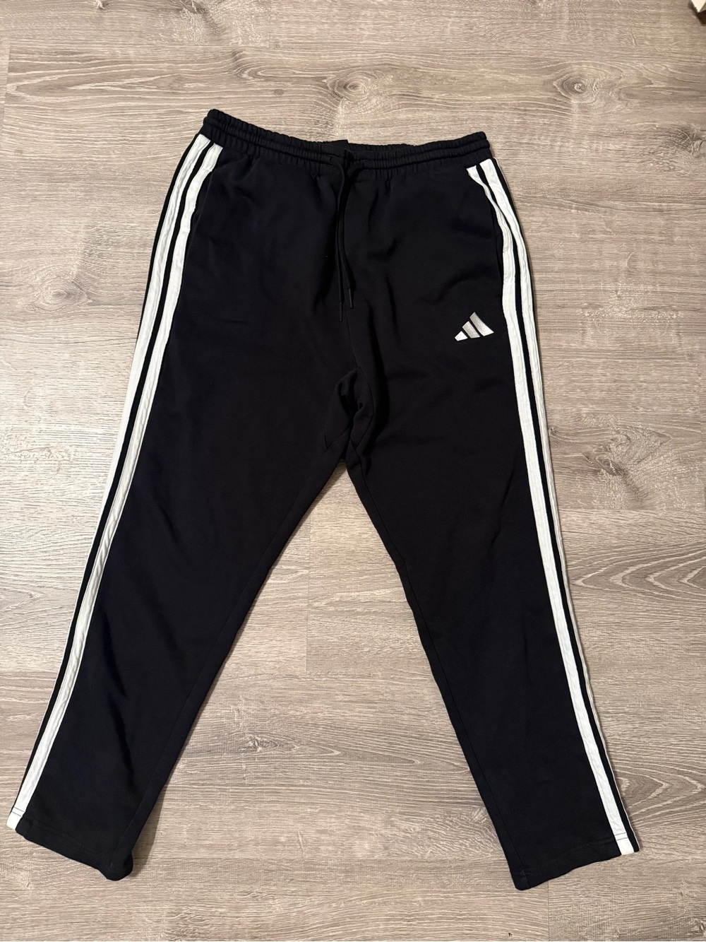 Men’s adidas Black Joggers with White Side Stripes